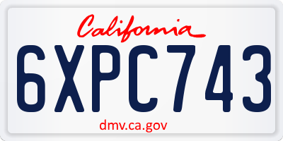 CA license plate 6XPC743