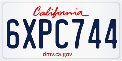 CA license plate 6XPC744