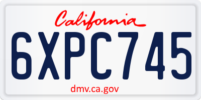 CA license plate 6XPC745