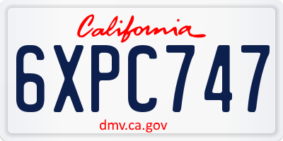 CA license plate 6XPC747
