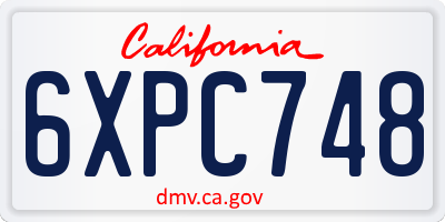 CA license plate 6XPC748