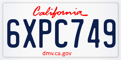 CA license plate 6XPC749