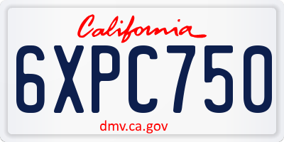 CA license plate 6XPC750