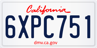 CA license plate 6XPC751