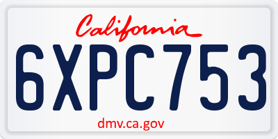 CA license plate 6XPC753