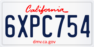 CA license plate 6XPC754