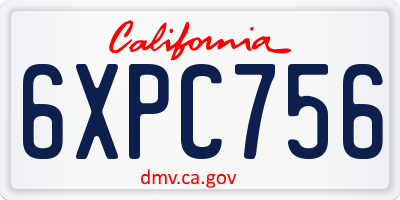 CA license plate 6XPC756