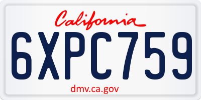 CA license plate 6XPC759