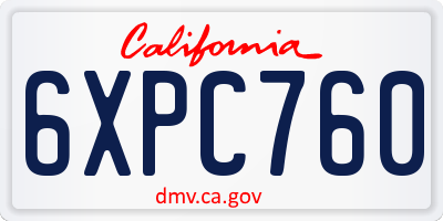 CA license plate 6XPC760
