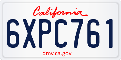 CA license plate 6XPC761