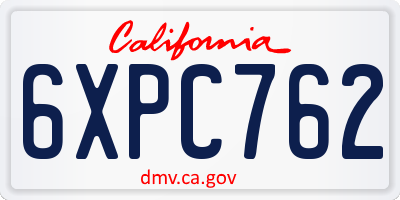CA license plate 6XPC762