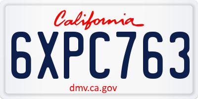 CA license plate 6XPC763