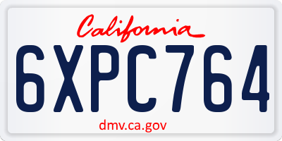 CA license plate 6XPC764