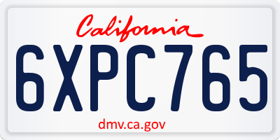 CA license plate 6XPC765