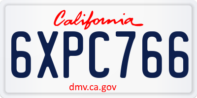 CA license plate 6XPC766