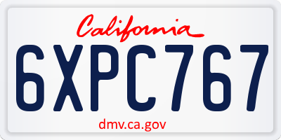 CA license plate 6XPC767