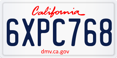 CA license plate 6XPC768