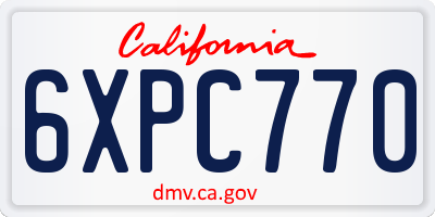 CA license plate 6XPC770