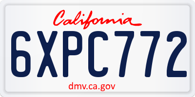 CA license plate 6XPC772