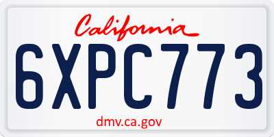 CA license plate 6XPC773