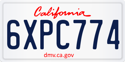 CA license plate 6XPC774