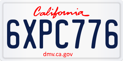 CA license plate 6XPC776