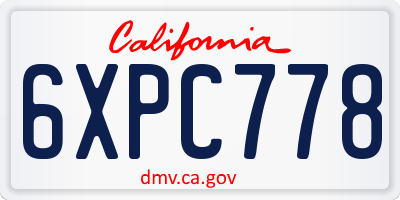 CA license plate 6XPC778