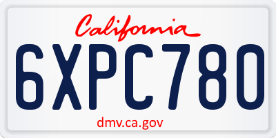 CA license plate 6XPC780