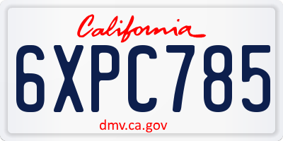 CA license plate 6XPC785