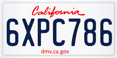 CA license plate 6XPC786