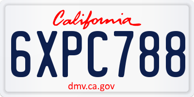 CA license plate 6XPC788