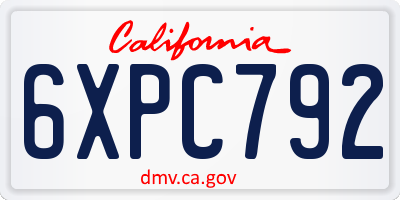 CA license plate 6XPC792