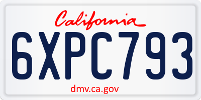 CA license plate 6XPC793