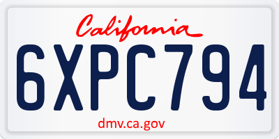CA license plate 6XPC794