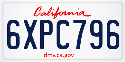 CA license plate 6XPC796