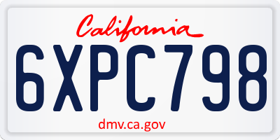 CA license plate 6XPC798