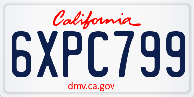 CA license plate 6XPC799
