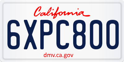 CA license plate 6XPC800