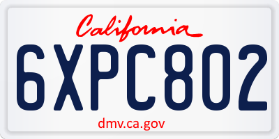 CA license plate 6XPC802