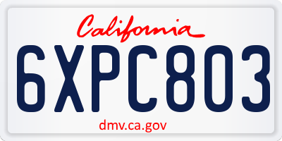 CA license plate 6XPC803