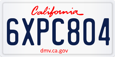 CA license plate 6XPC804