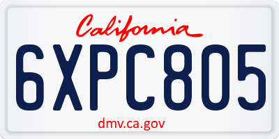 CA license plate 6XPC805