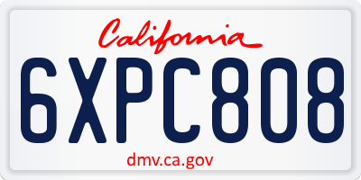 CA license plate 6XPC808