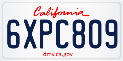 CA license plate 6XPC809