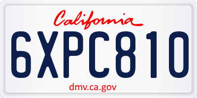 CA license plate 6XPC810