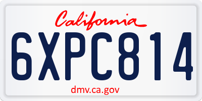 CA license plate 6XPC814