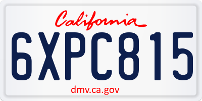 CA license plate 6XPC815