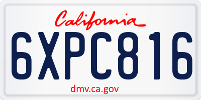 CA license plate 6XPC816