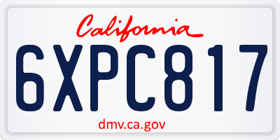 CA license plate 6XPC817