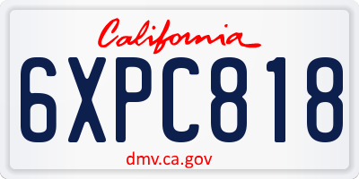 CA license plate 6XPC818